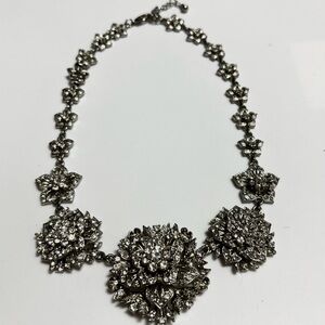 Elegant Silver Floral Necklace Vintage Costume Jewelry